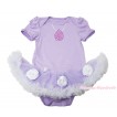 Princess Sofia Lavender Baby Bodysuit Lavender White Rose Pettiskirt & Sparkle Rhinestone Necklace Print JS4552